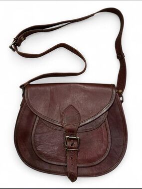 Vintage Brown Leather Crossbody Bag